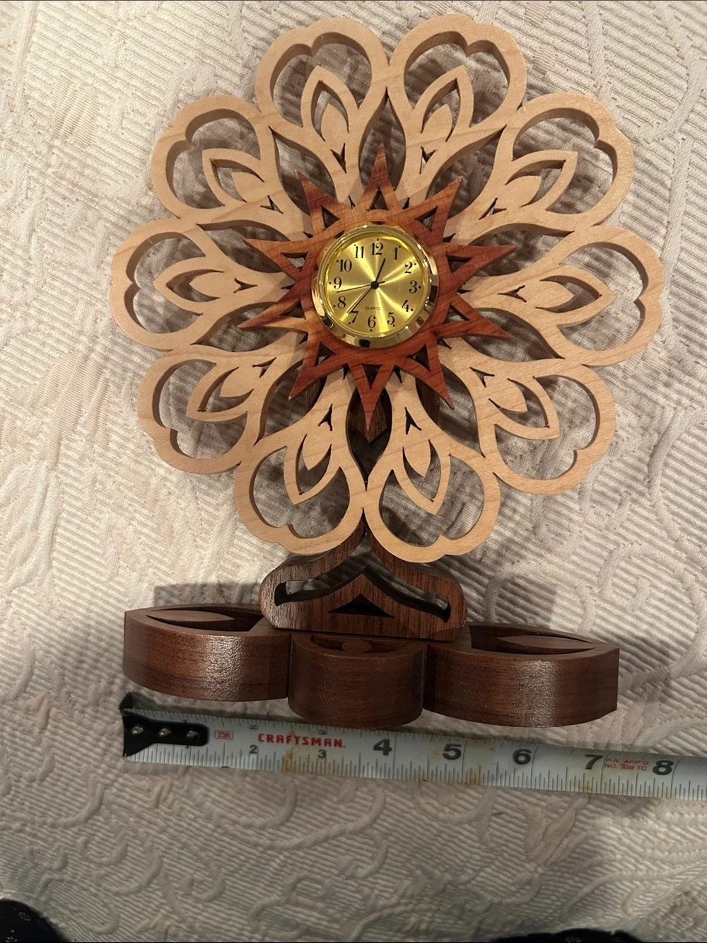 Handcrafted Woode Clock in Natural and Brown